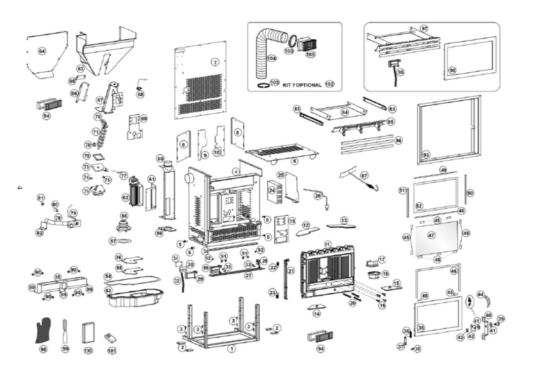 Onderdelen Tekening Edilkamin Pellbox Scf Pelletkachel Onderdeel Be