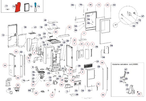 Onderdelen tekening Italiana Camini Point Plus