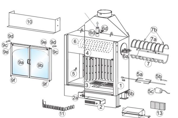 Onderdelen tekening Edilkamin Acquacalor 29